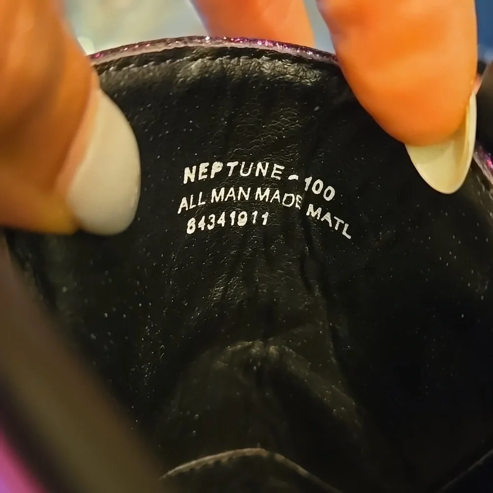 Demonia Plant Neptunez 100 UV Unisex Platform Purple Glitter Hologram Sneakers - Picture 13 of 16